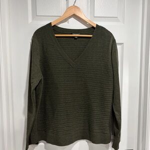 Hilary Radley Women’s Forest Green V-Neck Sweater